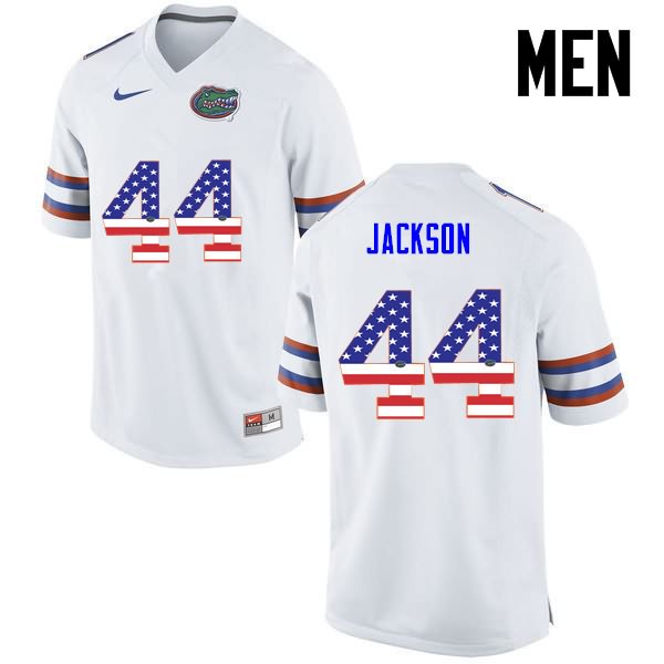 Men's NCAA Florida Gators Rayshad Jackson #44 Stitched Authentic USA Flag Fashion Nike White College Football Jersey RUQ8165KI